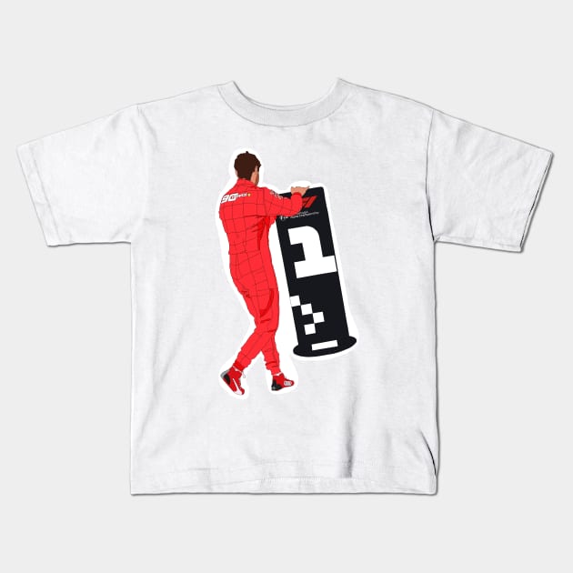 Ferrari driver Sebastian Vettel moves the #1 sign Kids T-Shirt by royaldutchness